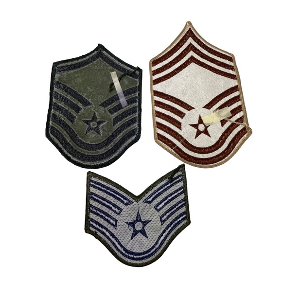 Military Rank Patches Air Force Sergeant E5 E6 Rank Insignia Lot of 3 - BN - Picture 5 of 7